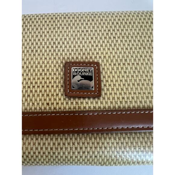 Vintage Dooney and Bourke Beige and Brown Leather Bifold Checkbook Over Flap - Picture 6 of 15
